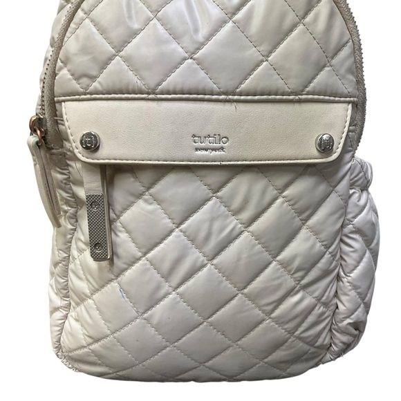 ✨ Tutilo New York Quilted Sling Backpack 🎒 Cream‎ Nylon Crossbody - Picture 3 of 8